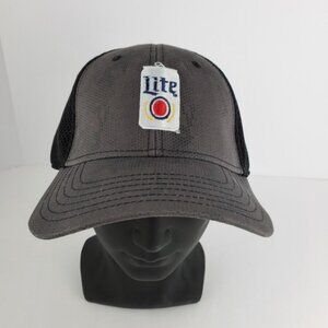 Miller Lite Can Logo Hat Cap Dark Gray Black Mesh CapAmerica Adjustable Strap